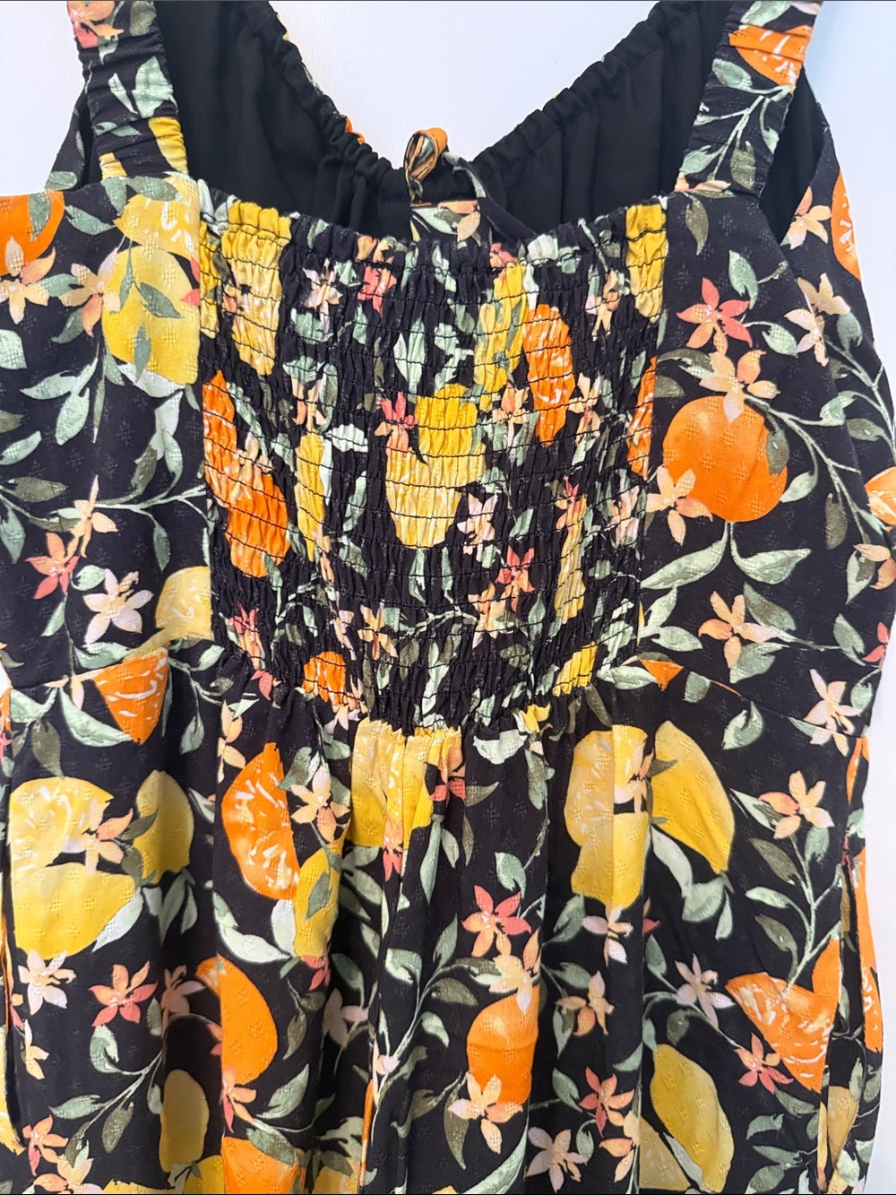 Sadie & Sage Black Jumpsuit with Orange & Yellow Floral Print - Picture 7 of 8